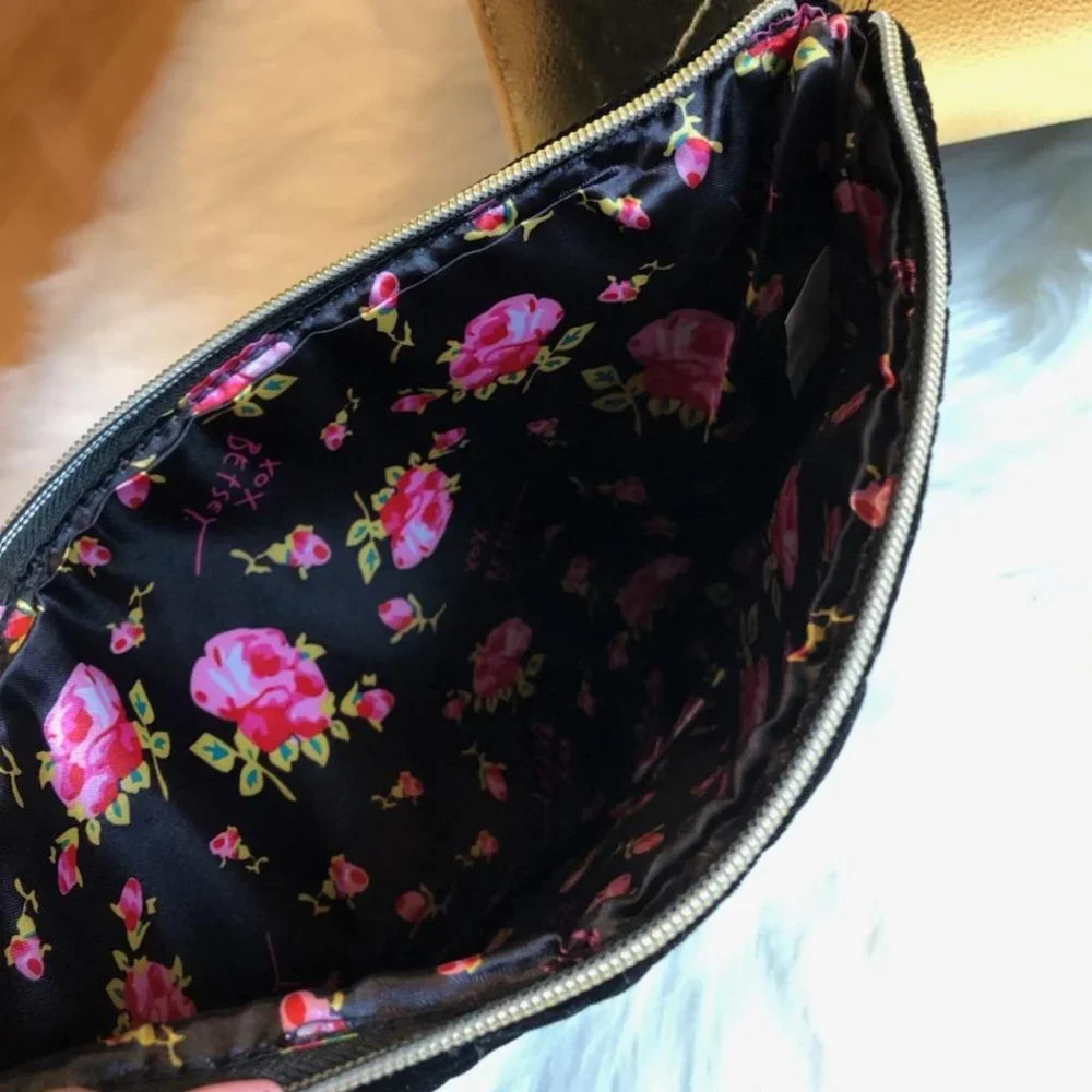 Betsey Johnson Black Velvet Large Wristlet
